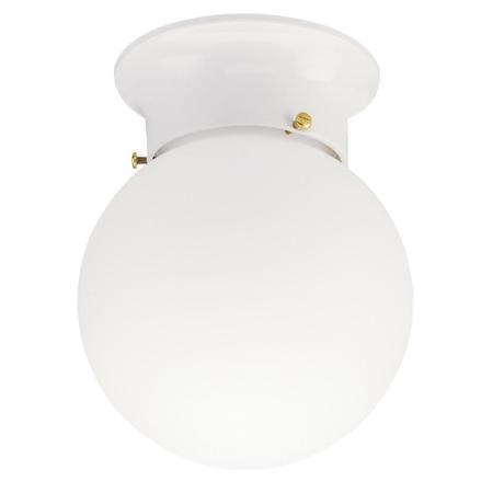 WESTINGHOUSE One-Light Indoor Flush-Mount Ceiling Fixture White, White Glass Globe 6660700
